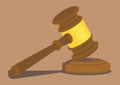 Gavel Strikes on Wooden Podium Vector Illustration