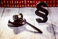 Gavel and wooden paragraph the symbols of law Royalty Free Stock Photo