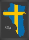 Gavleborg map of Sweden with Swedish national flag illustration