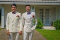 Lgbt gay bride and groom in wedding ceremony Royalty Free Stock Photo