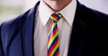 Gay Businessman Wearing Rainbow Tie