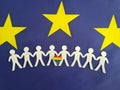 Gay concept of EU LGBTQ community. LGBT in European Union. Multicolored rainbow flag