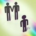 Gay couple with child, wish for child, same-sex marriage, figurines Royalty Free Stock Photo