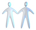 Gay couple 3d illustration full body hold hands