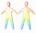 Gay couple 3d illustration rainbow color full body hold hands