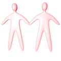 Gay couple 3d illustration rainbow color full body hold hands