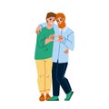 Gay Couple Embracing And Showing Heart Vector Royalty Free Stock Photo