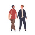 Gay couple flat vector illustration. Homosexual male pair, young boys in love. Unconventional relationship, tenderness Royalty Free Stock Photo