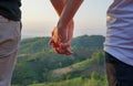 Gay couple hands holding each other background nature Royalty Free Stock Photo