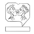 Gay couple kiss sketch