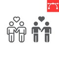 Gay couple line and glyph icon, lgbt and heart, homosexual couple sign vector graphics, editable stroke linear icon, eps Royalty Free Stock Photo