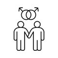 Gay couple linear icon