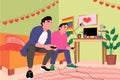 Gay couple playing video game at home. Two young gamer sitting on sofa at home and playing video games. Happy gay couple Royalty Free Stock Photo