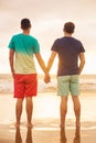 Gay couple watching sunset Royalty Free Stock Photo