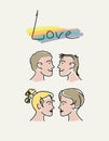 Gay couples. Vector hand drawn illustrations.