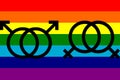 Gay flag with symbols vector