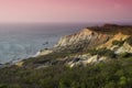 Gay Head cliffs setting sun Martha`s Vineyard Royalty Free Stock Photo