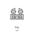 gay icon vector from lgbt collection. Thin line gay outline icon vector illustration. Linear symbol for use on web and mobile apps Royalty Free Stock Photo