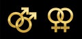 Gay Lesbian Love Symbols Golden Black Background