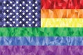 Gay and Lesbian rainbow flag in poly art icon with united states element Royalty Free Stock Photo