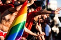 Gay and lesbians walk in the Gay Pride Parade