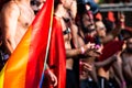 Gay and lesbians walk in the Gay Pride Parade