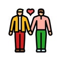 gay lgbt couple love color icon vector illustration Royalty Free Stock Photo