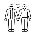 gay lgbt couple love line icon vector illustration Royalty Free Stock Photo