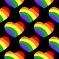 Gay LGBT seamless pattern with rainbow hearts