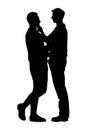 Gay lovers couple silhouette 