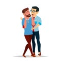 Gay Male Couple Vector. Romantic Homosexual Relationship. LGBT. Isolated Flat Cartoon Character Illustration