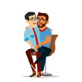 Gay Couple Vector. Two Hugging Men. Same Sex Marriage. Isolated Flat Cartoon Character Illustration