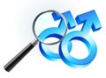 Gay Male Gender Symbols Under Magnifying Glass