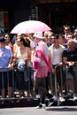 Gay man with pink umbrella Royalty Free Stock Photo
