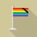 Gay memory pride LGBT flag with flagpole flat icon with long shadow.