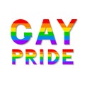 Gay pride colorful lettering. Letters in colors of rainbow LGBT community flag on black background. LGBTQ rights concept. Symbol Royalty Free Stock Photo