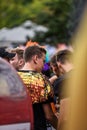 Gay pride at Copenhagen, year 2018. Golden boy. Royalty Free Stock Photo