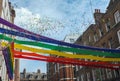 Gay Pride Flag and confetti colours Royalty Free Stock Photo