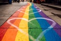 Gay pride flag crosswalk. concept of tolerance. AI generative Royalty Free Stock Photo