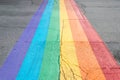 Gay pride flag crosswalk Royalty Free Stock Photo