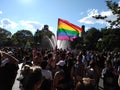Gay Pride Flag, NYC Pride Parade 2019, WorldPride, World Pride, Greenwich Village, Washington Square Park, NYC, NY, USA