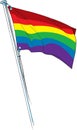 Gay pride flag waving