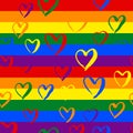 Gay pride rainbow colored pattern with hearts