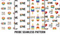Gay pride seamless pattern background vector set