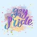 Gay Pride text on pastel colors background.