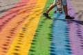 Gay rainbow crosswalk in Montreal gay village Royalty Free Stock Photo