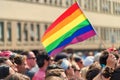 Gay rainbow flag at Montreal gay pride parade Royalty Free Stock Photo