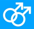 Gay Symbol in Blue Color Background. Gay Sexual Orientation Icon. Vector Homosexual Gender Sign.