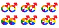 Gay Symbol Collection in Rainbow Color Illustration. Vector Rainbow Homosexual Gender Sign