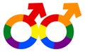 Gay Symbol in Rainbow Color Illustration. Vector Rainbow Homosexual Gender Sign